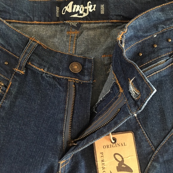 Angfu Studded and Flared Jeans with Fringe Hems Size 7 - Picture 12 of 13